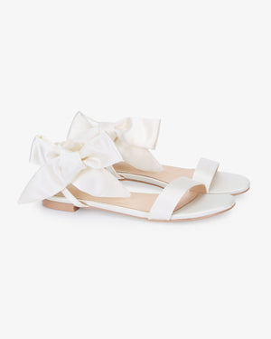 Satin Wedding Flat Sandal with Luxe Tie