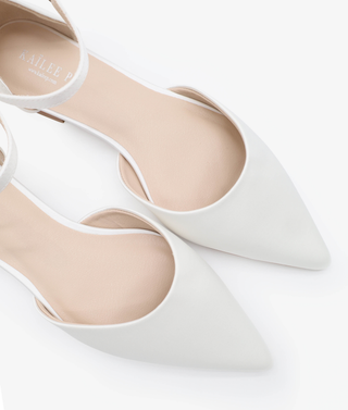 Satin Pointy Toe Flats with Ankle Strap