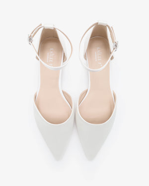 Satin Pointy Toe Wedding Flats with Ankle Strap