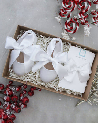 Satin Ankle Tie Baby Shoes Holiday Gift Set (1 PAIR)Kids Shoes