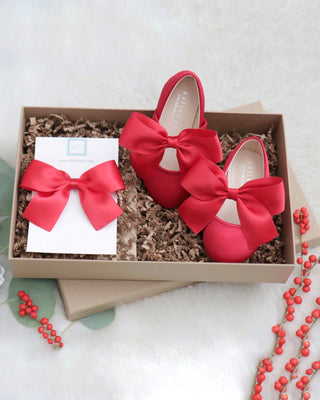 Satin Mary Jane with Satin Bow - Baby Shoes Holiday Gift Set (1 PAIR)Kids Shoes