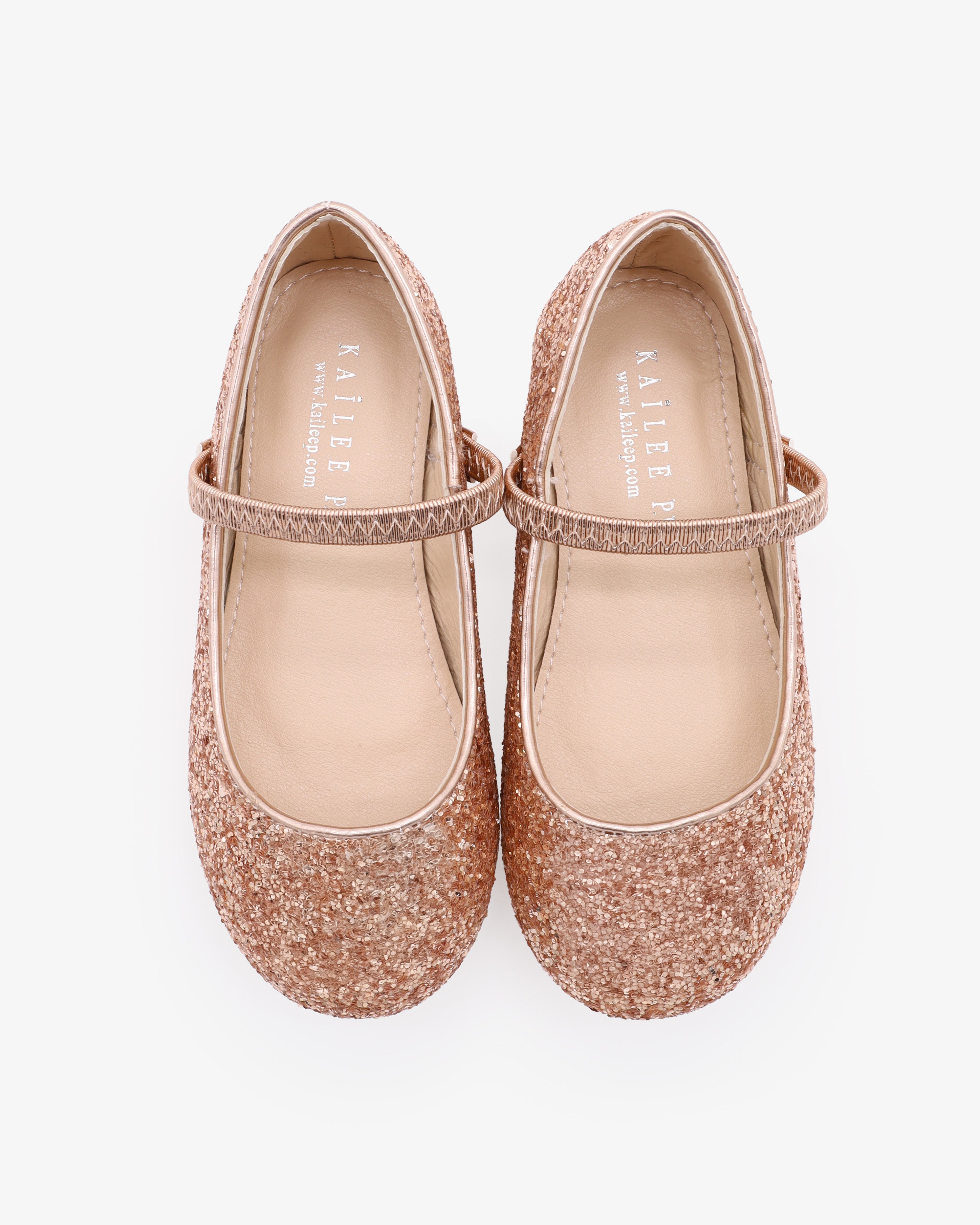 Rose Gold Rock Glitter Mary Jane Flats, Flower Girls Shoes 0-3 Months Rose Gold Rock Glitter Mary Jane Flats, Flower Girls Shoes 0-3 Months