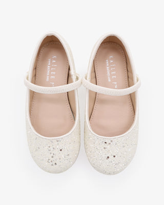 White Rock Glitter Mary Jane Ballet Flats for Flower Girls