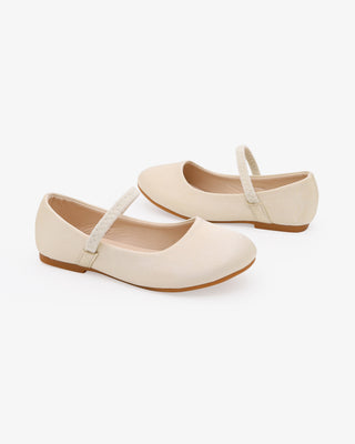 Ivory Satin Mary Jane Flower Girl Flats