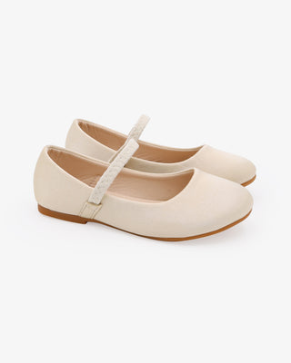 Ivory Satin Mary Jane Flower Girl Flats