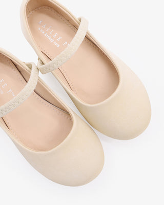 Ivory Satin Mary Jane Flower Girl Flats
