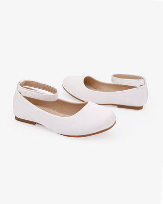 Girls Satin Flats with Velcro Ankle Strap