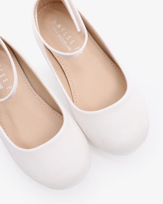 Girls Satin Flats with Velcro Ankle Strap