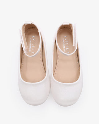 Girls Satin Flats with Velcro Ankle Strap