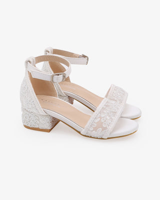 Crochet Lace Low Block Heel Girls SandalsKids Shoes