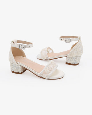 Crochet Lace Low Block Heel Girls SandalsKids Shoes
