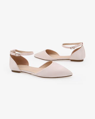 Dusty Pink Satin Pointy Toe Women Flats 