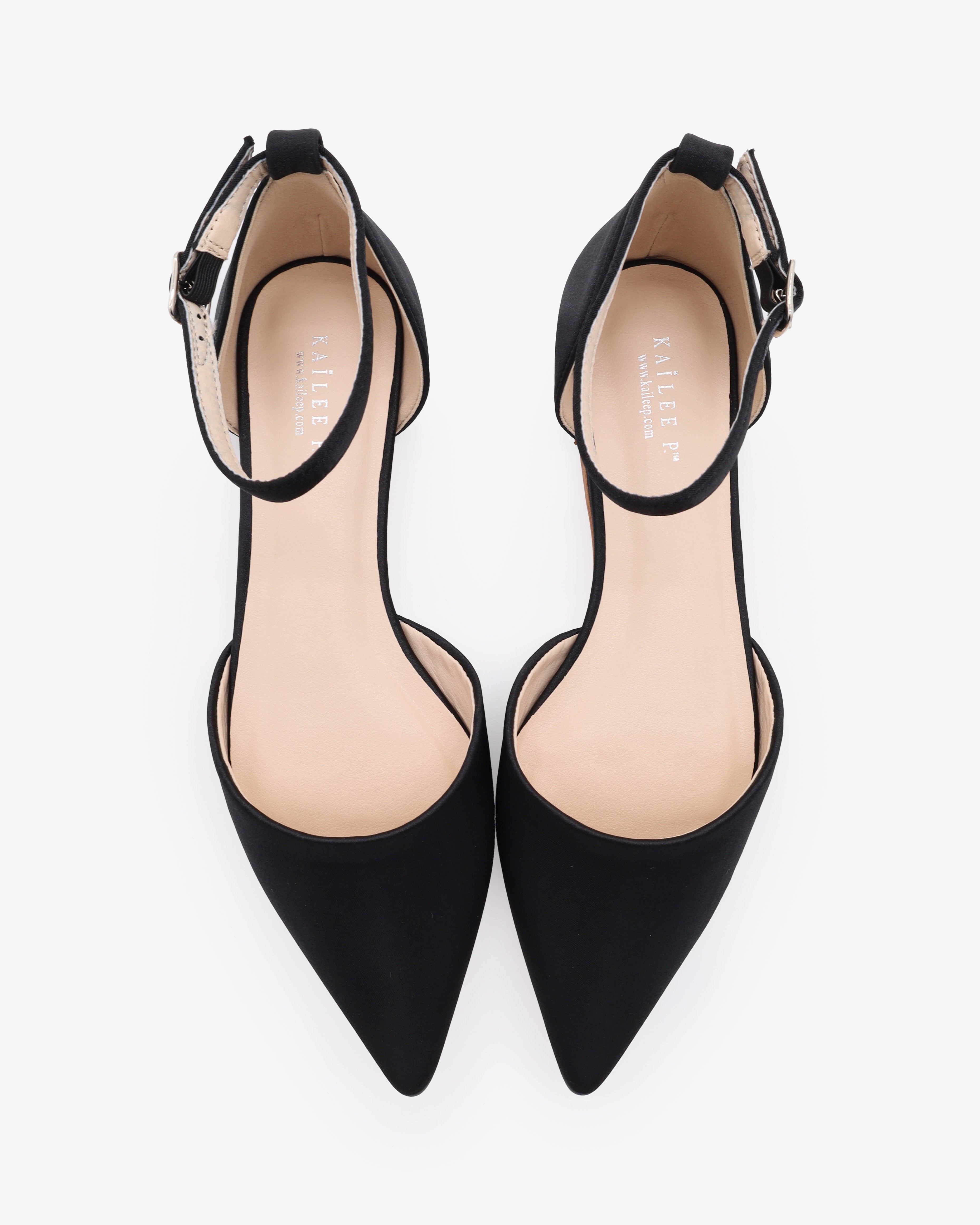 Black Satin Flats with Ankle Strap Black Satin Flats with Ankle Strap