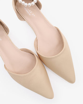 Satin Pointy Toe Flats with Satin Ankle Tie or Ballerina Lace Up