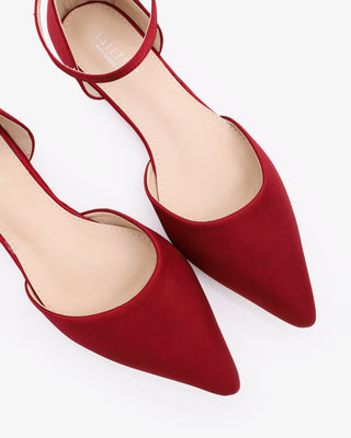 Burgundy Satin Pointy Toe Women Flats