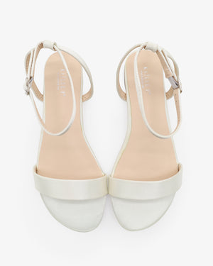 Satin Flat Sandal with Ankle Strap