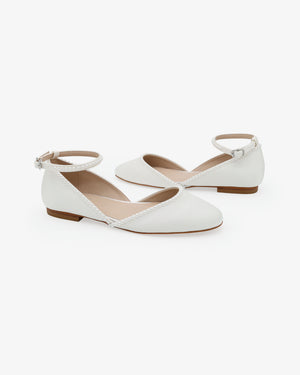 Bridal Round Toe Flat with Mini Pearls