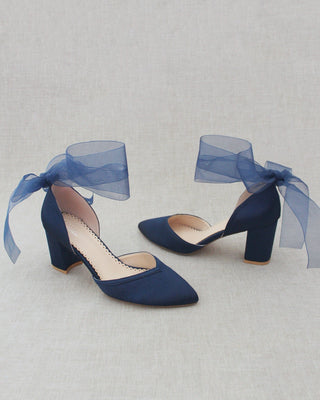 Ankle Wrap Tie Evening Block HeelsWomen Shoes