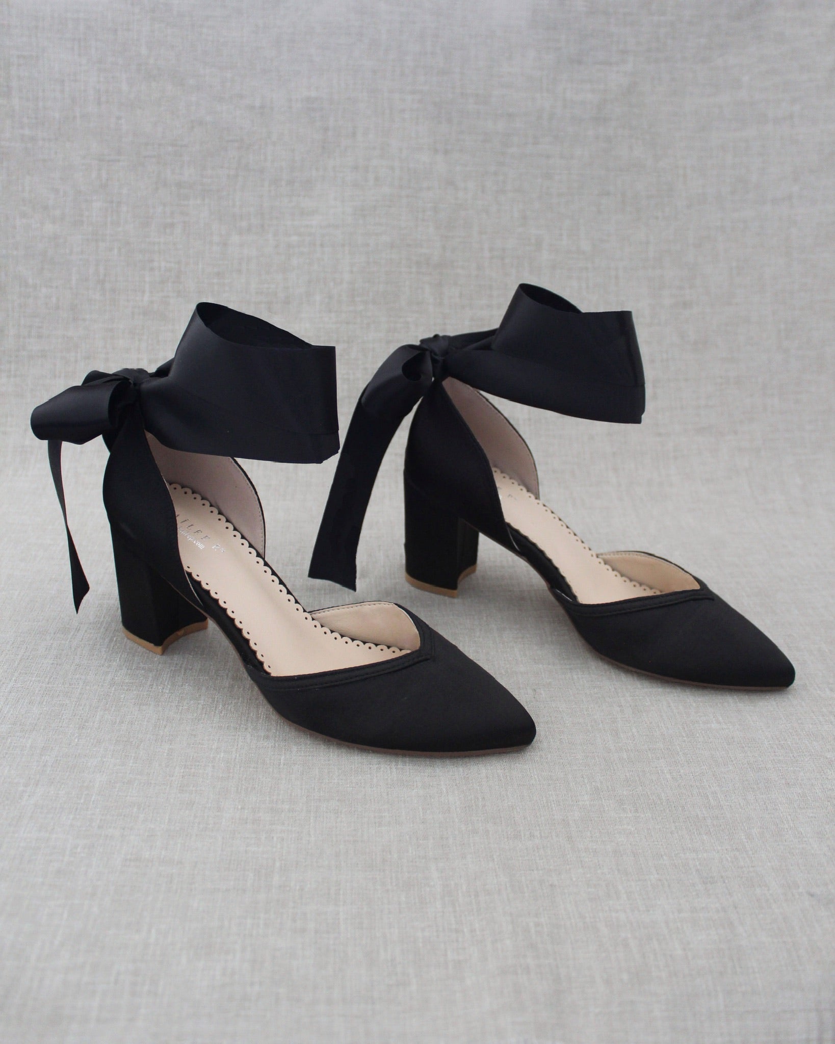 Black wrap block heels online