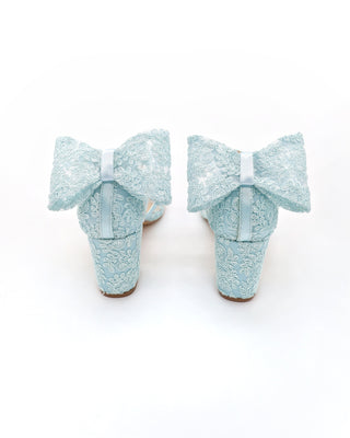 something blue wedding shoes with crochet bow