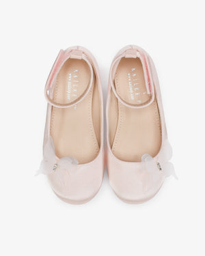 Satin Flower Girls Ballet Flats with Butterfly Kiss