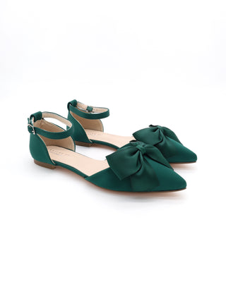 Pointy Toe Flats with Front Satin Bow