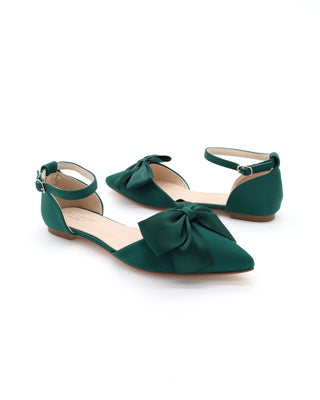 Pointy Toe Flats with Front Satin Bow