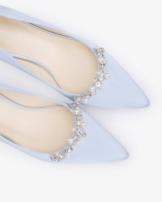 Satin Pointy Toe Wedding Pumps with Moonlight PearlsWomen Shoes