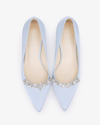 Satin Pointy Toe Wedding Pumps with Moonlight PearlsWomen Shoes