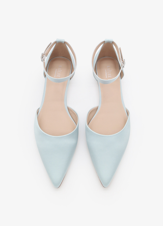 Satin Pointy Toe Flats with Ankle Strap