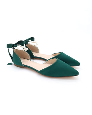 Satin Pointy Toe Flats with Satin Ankle Tie or Ballerina Lace UpWomen Shoes