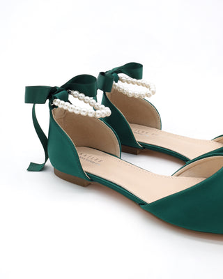 Satin Pointy Toe Flats with Satin Ankle Tie or Ballerina Lace UpWomen Shoes