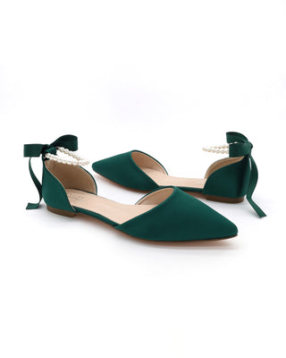 Satin Pointy Toe Flats with Satin Ankle Tie or Ballerina Lace UpWomen Shoes