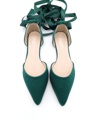Satin Pointy Toe Flats with Satin Ankle Tie or Ballerina Lace UpWomen Shoes