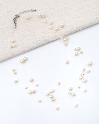 scattered pearl wedding necklace,  bridal accessories