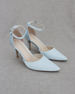 light blue satin heels wedding shoes