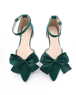 Pointy Toe Flats with Front Satin Bow