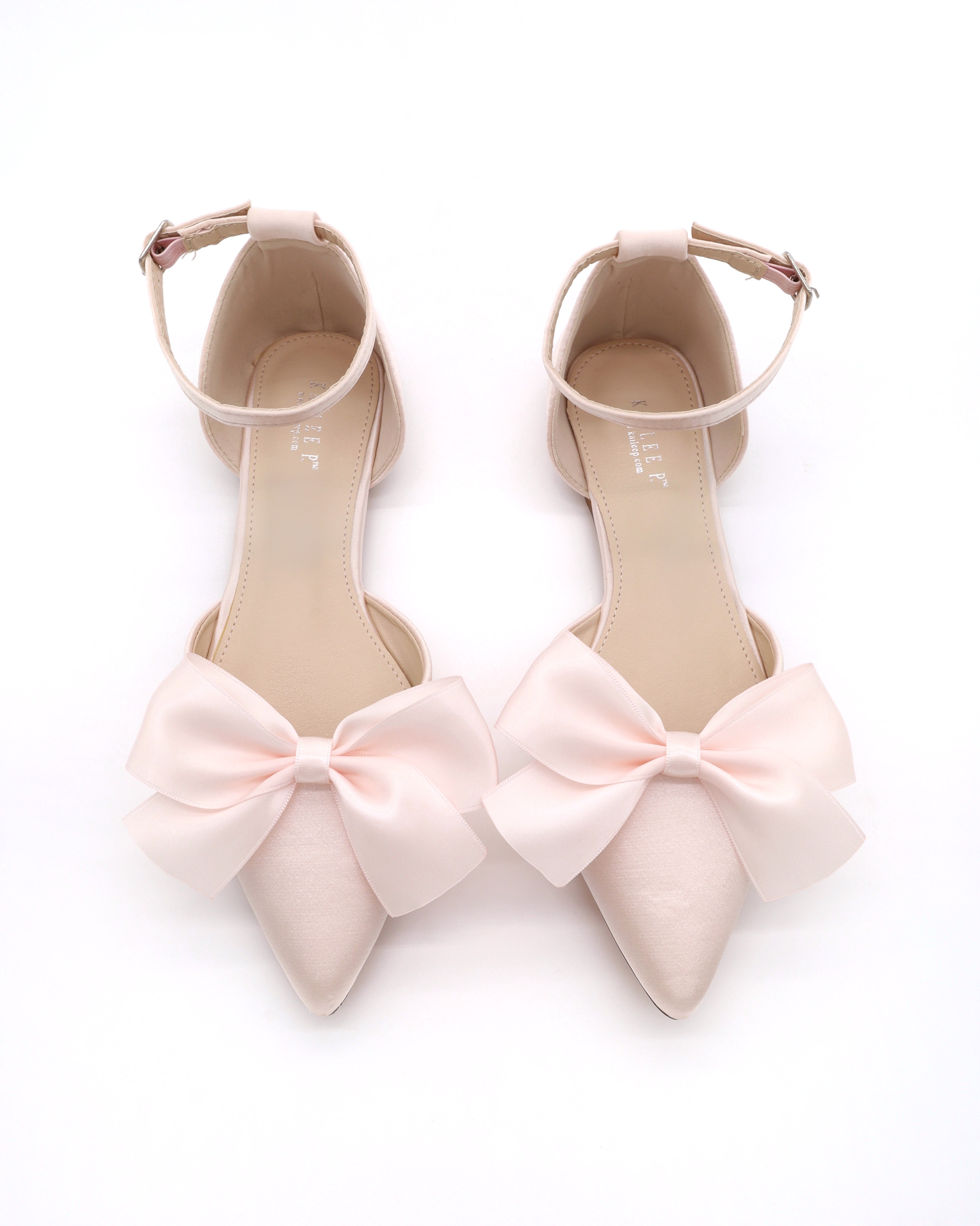 Dusty Pink Satin Wedding Flats, Women Evening Shoes, Pink