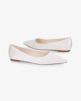 Satin Pointy Toe Wedding Flats, Women Shoes