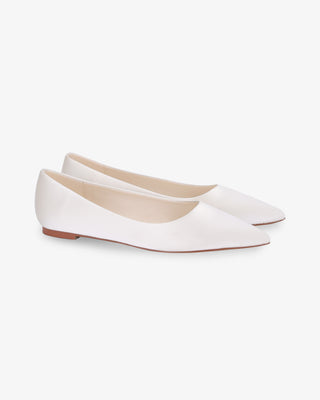 Satin Pointy Toe Wedding Flats, Women Shoes