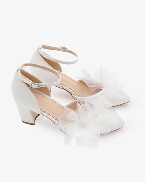 white dress shoes women Satin Block Heels Wedding Shoes with Ophelia Flowers, Wedding Shoes 10