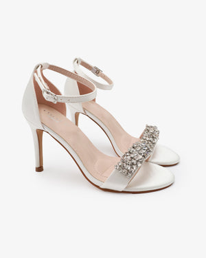 Satin High Heel Wedding Sandals with Crystelle Rhinestones