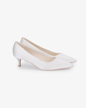 Satin Pointy Toe Kitten Heel Wedding Pumps