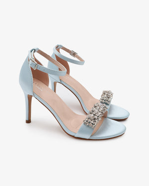 Satin High Heel Wedding Sandals with Crystelle Rhinestones