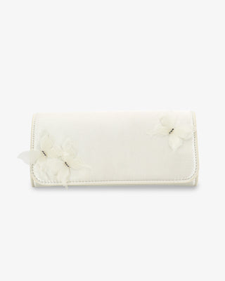 Ivory Satin Wedding Clutch with Butterfly Kiss