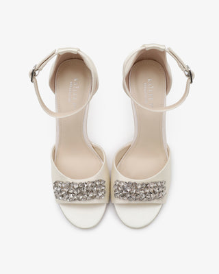 Satin Block Heel Wedding Sandals with Crystelle RhinestonesWomen Shoes