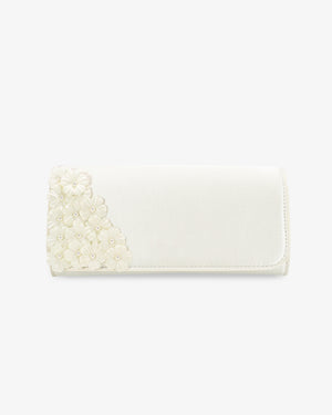 Satin Wedding Clutch with Pearls Petal