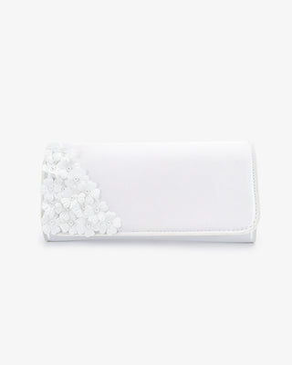 Satin Wedding Clutch with Pearls Petal