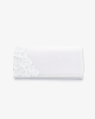 Satin Wedding Clutch with Pearls Petal