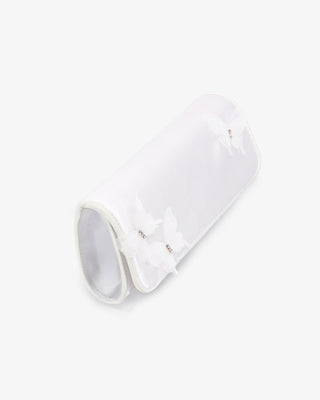 White Satin Wedding Clutch with Butterfly Kiss 